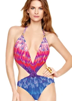 Gottex Cosmic Petals Halter Cut Out Swimsuit