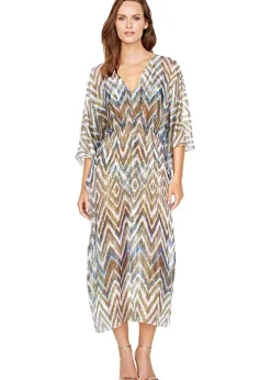 Gottex Couture Golden Sand V Neck Maxi Kaftan