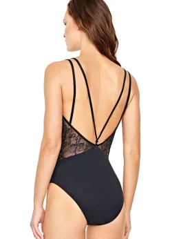 Gottex Couture Lace Onyx Square Neck Swimsuit