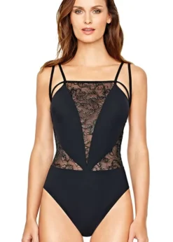 Gottex Couture Lace Onyx Square Neck Swimsuit
