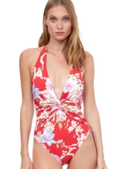 Gottex Hitachi Deep Plunge Halter Swimsuit