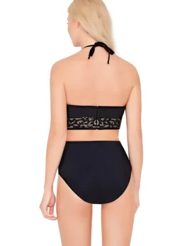 Gottex Jewel Box Dusk Onyx Laser Cut High Neck Black Bikini