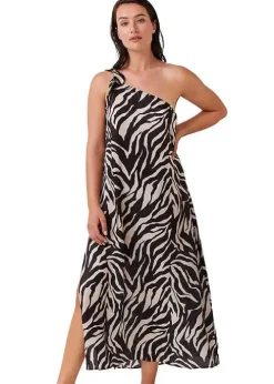 Gottex Luma Wild Nostalgia One Shoulder Sarong Dress