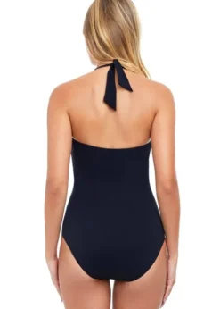 Gottex Profile Leaf Texture Halter Neck Swimsuit