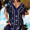Iconique Caspian Navy Embroidered Kaftan