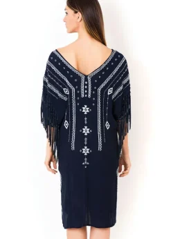 Iconique Caspian Navy Embroidered Kaftan
