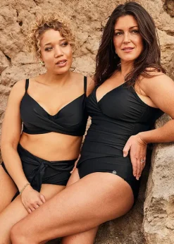 Seaspray Chloe Black Mock Wrap Swimsuit