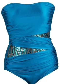 Seaspray Marbella Jade Sequin Draped Bandeau Swimsuit