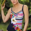 Sunflair Flowers And Stripes Swimsuit